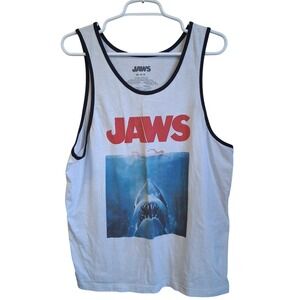 Universal Jaws Shark Tank Top Muscle Shirt Men's M White Licensced EUC